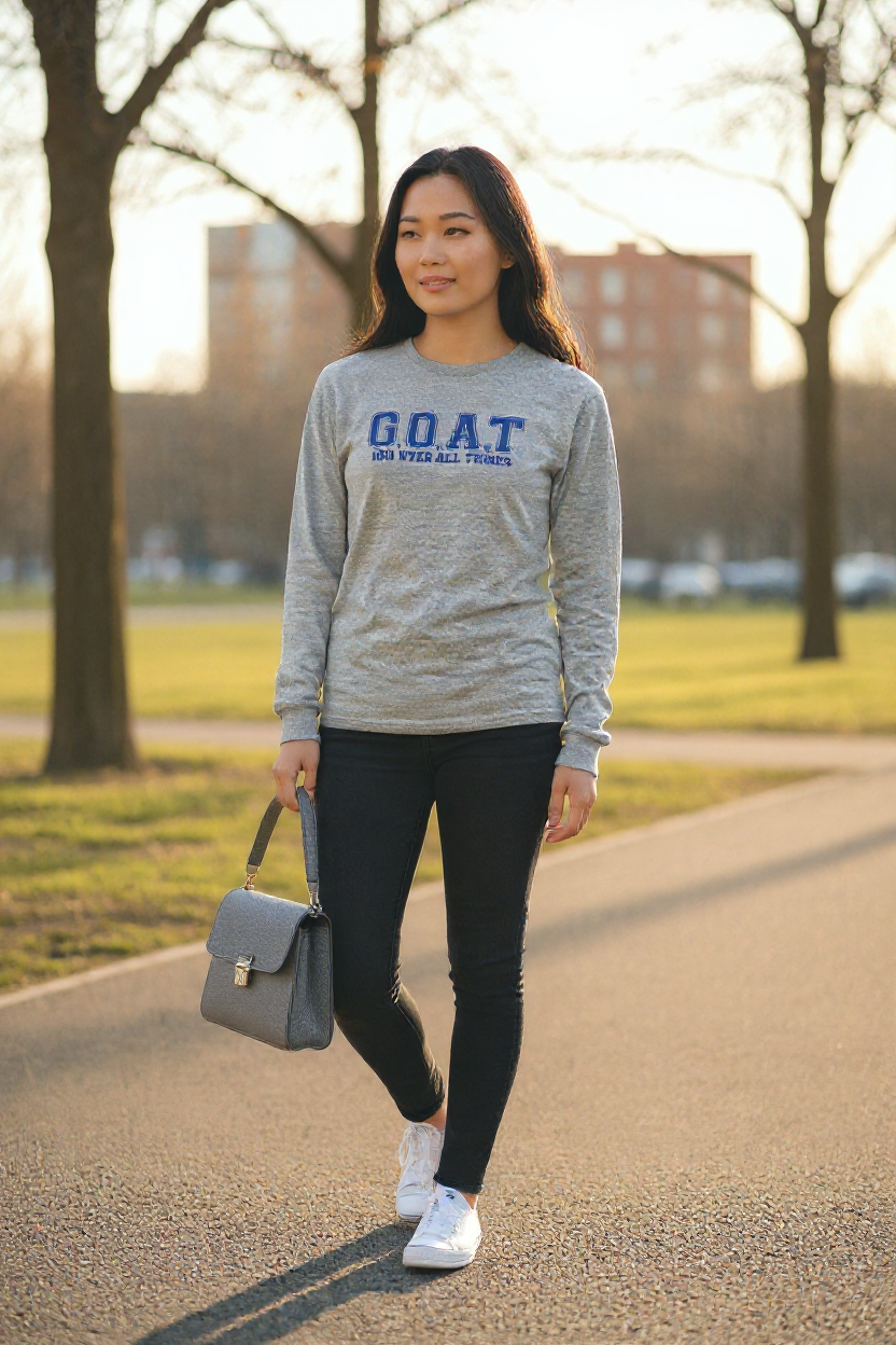 G.O.A.T Long Sleeve Grey Tee